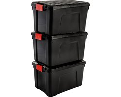 IRIS Store-It-All Opbergbox - 60L - Kunststof - Zwart - Set van 3