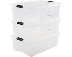 IRIS Topbox Opbergbox - 30L - Kunststof - Transparant - Set van 3