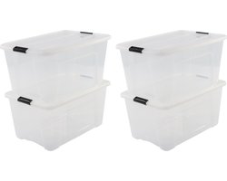 IRIS Topbox Opbergbox - 45L - Kunststof - Transparant/Zwart - Set van 4