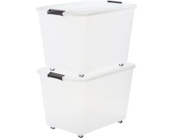 IRIS Topbox Opbergbox - 60L - Kunststof - Met wielen - Set van 2