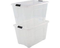 IRIS Topbox Opbergbox - 60L - Kunststof - Transparant - Set van 2
