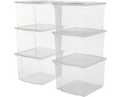 IRIS Useful Storage Box Opbergbox - 30L - Kunststof - Transparant - Set van 6