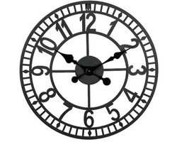 Iron Royale – Grote Industriële Wandklok 60,5 cm – Stil Quartz Uurwerk – Zwart Smeedijzer – Luxe Design Klok voor Woonkamer & Kantoor