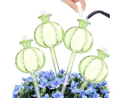 Irrigatieballen voor planten - 4 stuks - glazen irrigatieballen voor bloemen - potaccessoires - granaatappelbloemvorm - voor geïrrigeerde planten - groen