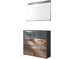 Irwin garderobe opstelling F, grijs Matera decor, Old Wood decor.