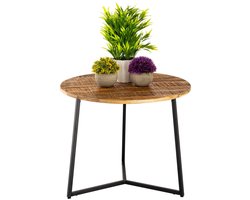 Isabella | salontafel | zwart | massief mangohout en metaal | ø 56cm | bijzettafel | bijzettafel buiten | bijzettafel industrieel | salontafel | klein bijzettafeltje | Wood Selections
