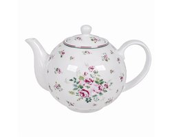 Isabelle Rose - Theepot - Porselein - 1L - Wit Roze | Lisa