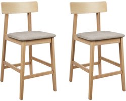 ISANTI - Barkruk set van 2 - Taupe - Rubberhout