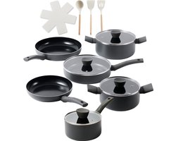 ISENVI Avon Chef Maison Pannenset Inductie - Keramisch - 15 Delig - PFAS, PTFE en PFOA Vrij - Alle warmtebronnen