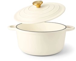 ISENVI Byron - Gietijzeren Emaille Braadpan met Deksel - 24 cm - Geschikt voor Inductie- PFAS, PTFE en PFOA Vrij - Alle Warmtebronnen