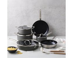 ISENVI Murray Chef Maison - Soenil Special Edition - Pannenset 15 Delig - RVS grepen - Antraciet - Keramisch - 100% PFAS, PTFE vrij - 100% duurzaam - Unieke Antiaanbaklaag - Non-stick bodem - Vaatwasbestendig - Geschikt voor alle