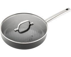 ISENVI Murray Hapjespan met Deksel - 26 cm - Keramisch - RVS Greep - Geschikt voor Inductie - PFAS, PTFE Vrij