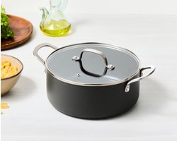 ISENVI Murray Kookpan met Deksel - 24 cm - Keramisch - RVS Greep - Geschikt voor Inductie - PFAS, PTFE Vrij