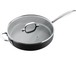 ISENVI Victoria Forged Hapjespan met Deksel - 30 cm - Keramisch - RVS Greep - Geschikt voor Inductie - PFAS, PTFE en PFOA Vrij