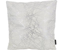 Isha Zilver / Wit Kussenhoes | Stevig Katoen / Metallic | 45 x 45 cm