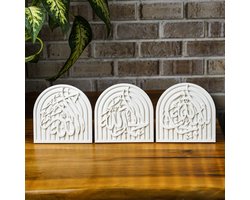 Islamitieve tafeldecoratie in steen – SubhanAllah, Alhamdulillah, Allahu Akbar – handgemaakte dhikr-kunst