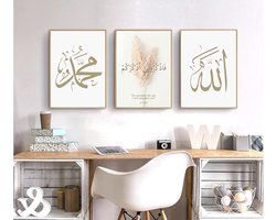 Islamitische Wanddecoratie Set Arabische Kalligrafie Canvas Posters zonder Lijst