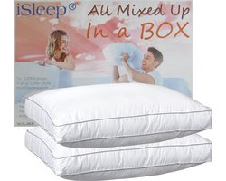 iSleep All Mixed Up In A Box | Set van 2 Kussens | Boxkussen | Latex Sticks met Dreampearls | 1200 Gram Kussen Vulling | Veerkrachtig Hoofdkussen | Ventilerend & Wasbaar | 50x60x10 cm | 2 Stuks