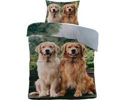 iSleep Dekbedovertrek Golden Retriever - Eenpersoons - 140x200/220 cm - Multi