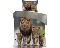 iSleep Dekbedovertrek Leeuwen - Eenpersoons - 140x200/220 cm - Multi