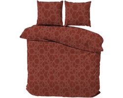 iSleep Dekbedovertrek Lot - Eenpersoons - 140x200/220 cm - Bruinrood