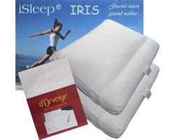 iSleep Iris Hoofdkussen Set (2 Kussens + 2 Moltonslopen) - Dreampearls - 50x60x10 cm - Wit