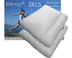 iSleep Iris Hoofdkussen Set (2 Stuks) - Boxkussen met Neksteun - Dreampearls - 50x60x10 cm - Wit