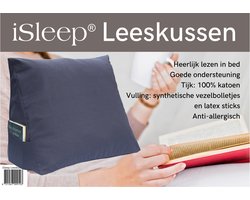 iSleep Leeskussen - Zitkussen - Leeskussen voor bed en bank - Inclusief Kussensloop - Antraciet
