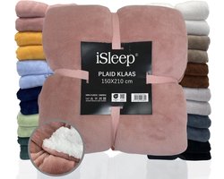 iSleep Plaid Klaas - Heerlijk Zacht - Fleece Deken - Extra Lang - 150x210 cm - Roze