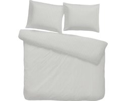 iSleep Satijnstreep Dekbedovertrek - Tweepersoons - 200x200/220 cm - Zilver
