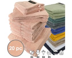iSleep Terry Badtextiel - Voordeelset (20 delig) - 6x Washandje 16x22 cm - 6x Gastendoekje 30x50 cm - 6x Handdoek 60x110 cm - 2x Badlaken 70x140 cm - Oud Roze