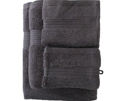 iSleep Terry Badtextiel - Voordeelset (4 Handdoeken + 4 Washandjes) - Zwart