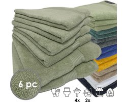 iSleep Terry Badtextiel - Voordeelset (6 delig) - 4x Handdoek 60x110 cm - 2x Badlaken 70x140 cm - Licht Groen