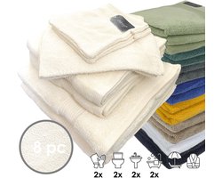 iSleep Terry Badtextiel - Voordeelset (8 delig) - 2x Washandje 16x22 cm - 2x Gastendoekje 30x50 cm - 2x Handdoek 60x110 cm - 2x Badlaken 70x140 cm - Licht Beige