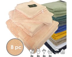 iSleep Terry Badtextiel - Voordeelset (8 delig) - 2x Washandje 16x22 cm - 2x Gastendoekje 30x50 cm - 2x Handdoek 60x110 cm - 2x Badlaken 70x140 cm - Oud Roze
