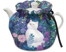 Isolatie Theepot Cover voor Warme Dranken - Decoratieve Theepot Hoes in Witte Kat Design