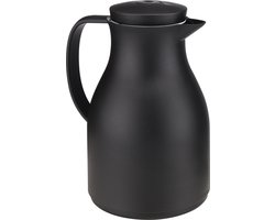 Isoleerkan - zwart - met drukknop - 1 liter - Koffiekan - thermoskan - warmhoud kan - voor o.a. op de camping/onderweg