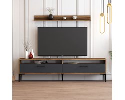 Istanbul TU TV-meubel | 100% MELAMINE | Walnoot, Antraciet - Emob - Tv-wandmeubel - Bruin; Antraciet - Melamine