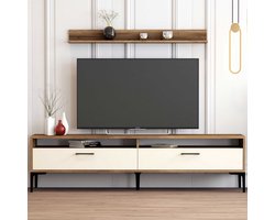 Istanbul TU TV-meubel | 100% MELAMINE | Walnoot, Crème - Asir Group - Tv-wandmeubel - Wit; Bruin - Melamine