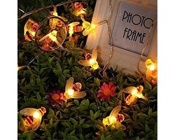 ITAGALA Solar Led Tuinverlichting | Bijen lichtsnoer op zonne-energie | Tuindecoratie | 7 Meter | 50 Bijen led lampjes | Feestelijke verlichting | Waterproof | Te leuk voor in de tuin | Warm wit licht