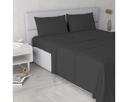 Italian Bed Linen Elegant bedding set (flat 240x270, fitted sheet 170x200 cm+2 pillowcases 50x80 cm), dark grey, microfiber, DOUBLE