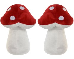 ITEM Deurstopper paddenstoel - 2x - rood - kinderkamer - 17 x 17 x 23 cm - herfst
