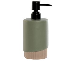 Item International Zeeppompje / Dispenser Artistic - kunststeen - donkergroen - 8 x 18 cm - 300 ml - badkamer/keuken accessoires