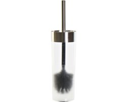 ITEM Toiletborstel - wit - transparant - kunststof houder - RVS handvat - 35 cm