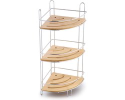 Items Badkamer Douche rekje - staand - chrome bamboe - 20 x 20 x 48 cm - Ook ophangbaar
