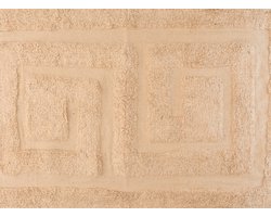Items Badmat - creme beige - 80x50 cm - katoen - rechthoekig - Matten voor de badkamer