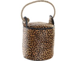 Items Deurstopper cilinder met touw - luipaard print - leer - 19 cm - afrikaans - tegen klapperende deuren
