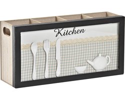 Items keukengerei/bestek houder - 30 x 9 x 15 cm - hout
