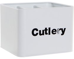 Items keukengerei/bestek houder - wit - 18 x 16 x 14 cm - metaal