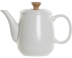 Items Kitchen Theepot Ceylon - keramiek/hout - 1000 ml - wit